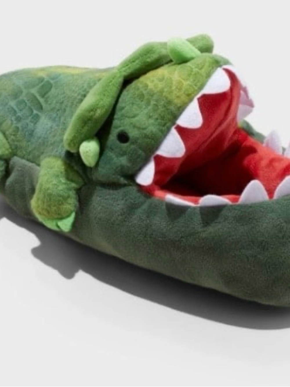 Kids' Dino Character Slippers - Cat & Jack™ Green Slip-on Size Large (4/5) new
